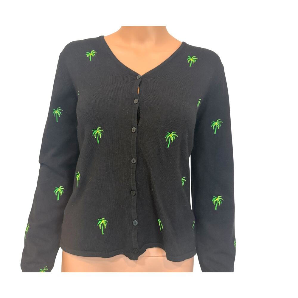 Etoile large embroidered palm tree cardigan sweater top SP 2758